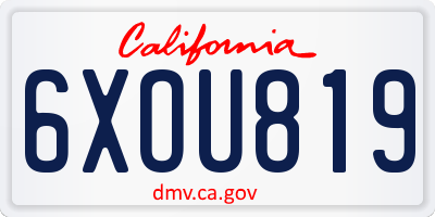 CA license plate 6XOU819