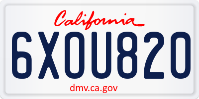 CA license plate 6XOU820
