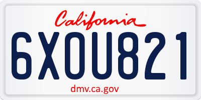 CA license plate 6XOU821