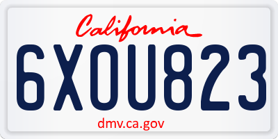 CA license plate 6XOU823