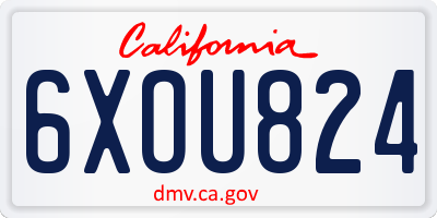 CA license plate 6XOU824
