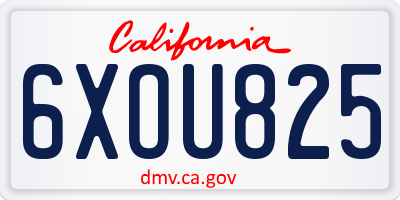 CA license plate 6XOU825