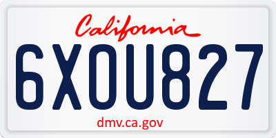 CA license plate 6XOU827