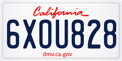 CA license plate 6XOU828