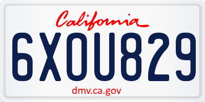 CA license plate 6XOU829