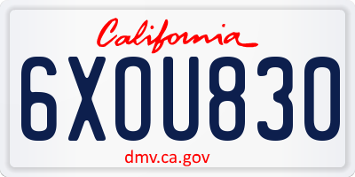 CA license plate 6XOU830
