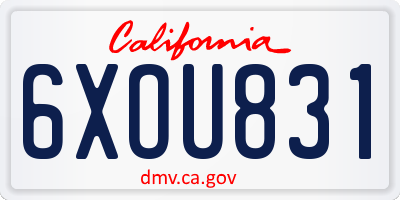 CA license plate 6XOU831
