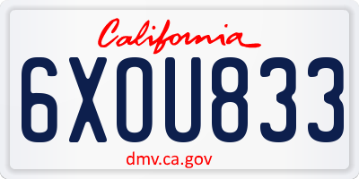 CA license plate 6XOU833