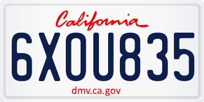 CA license plate 6XOU835