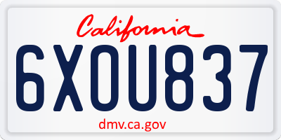 CA license plate 6XOU837
