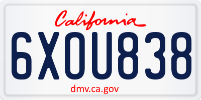 CA license plate 6XOU838