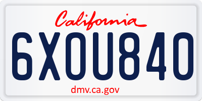 CA license plate 6XOU840