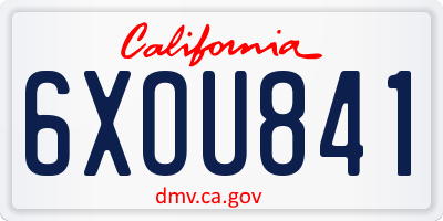 CA license plate 6XOU841