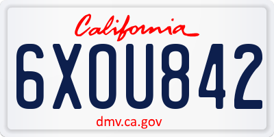 CA license plate 6XOU842