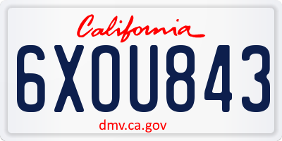 CA license plate 6XOU843