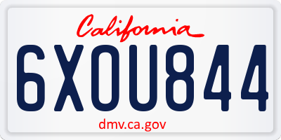 CA license plate 6XOU844