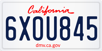 CA license plate 6XOU845