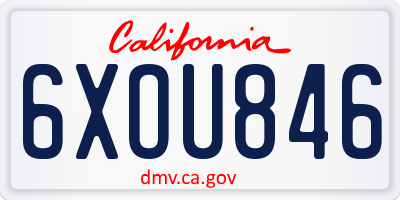 CA license plate 6XOU846