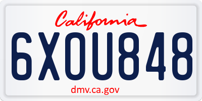 CA license plate 6XOU848
