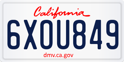 CA license plate 6XOU849