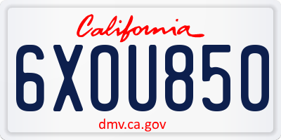 CA license plate 6XOU850