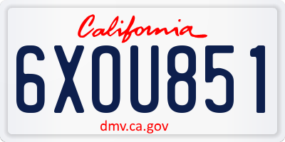 CA license plate 6XOU851