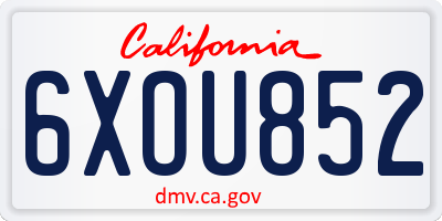 CA license plate 6XOU852