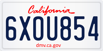 CA license plate 6XOU854
