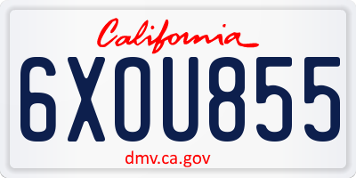 CA license plate 6XOU855