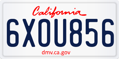 CA license plate 6XOU856