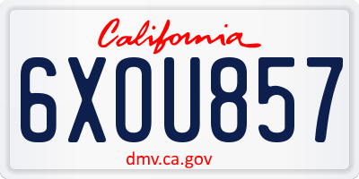 CA license plate 6XOU857