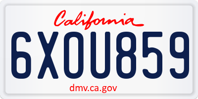 CA license plate 6XOU859