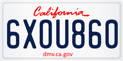 CA license plate 6XOU860