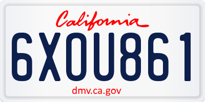 CA license plate 6XOU861