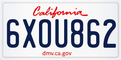 CA license plate 6XOU862