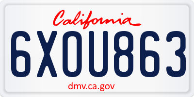 CA license plate 6XOU863