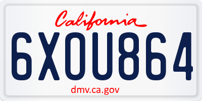 CA license plate 6XOU864