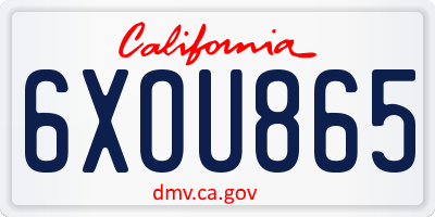 CA license plate 6XOU865