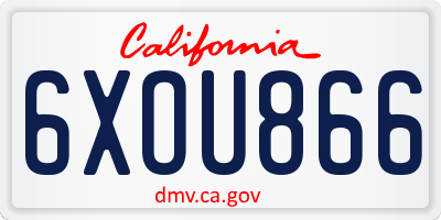 CA license plate 6XOU866