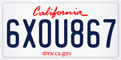 CA license plate 6XOU867