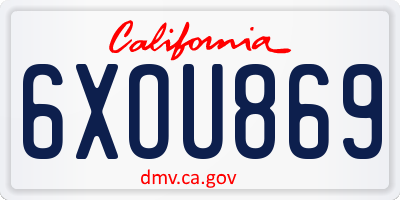 CA license plate 6XOU869