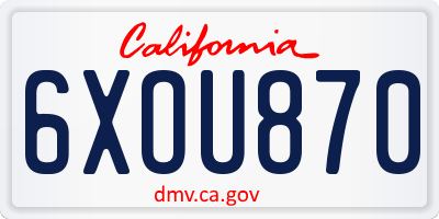 CA license plate 6XOU870
