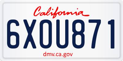 CA license plate 6XOU871