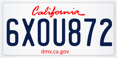CA license plate 6XOU872