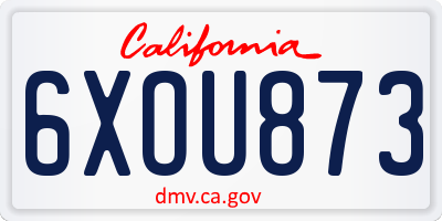 CA license plate 6XOU873