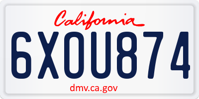 CA license plate 6XOU874