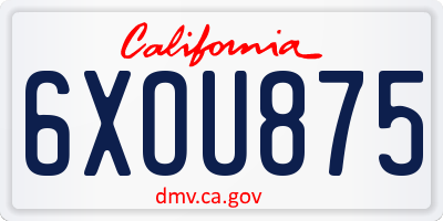 CA license plate 6XOU875
