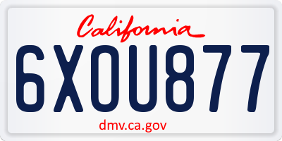 CA license plate 6XOU877