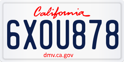 CA license plate 6XOU878