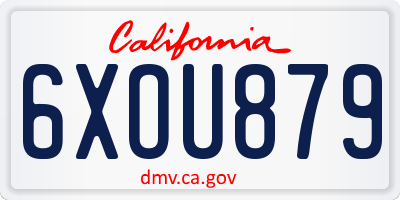 CA license plate 6XOU879
